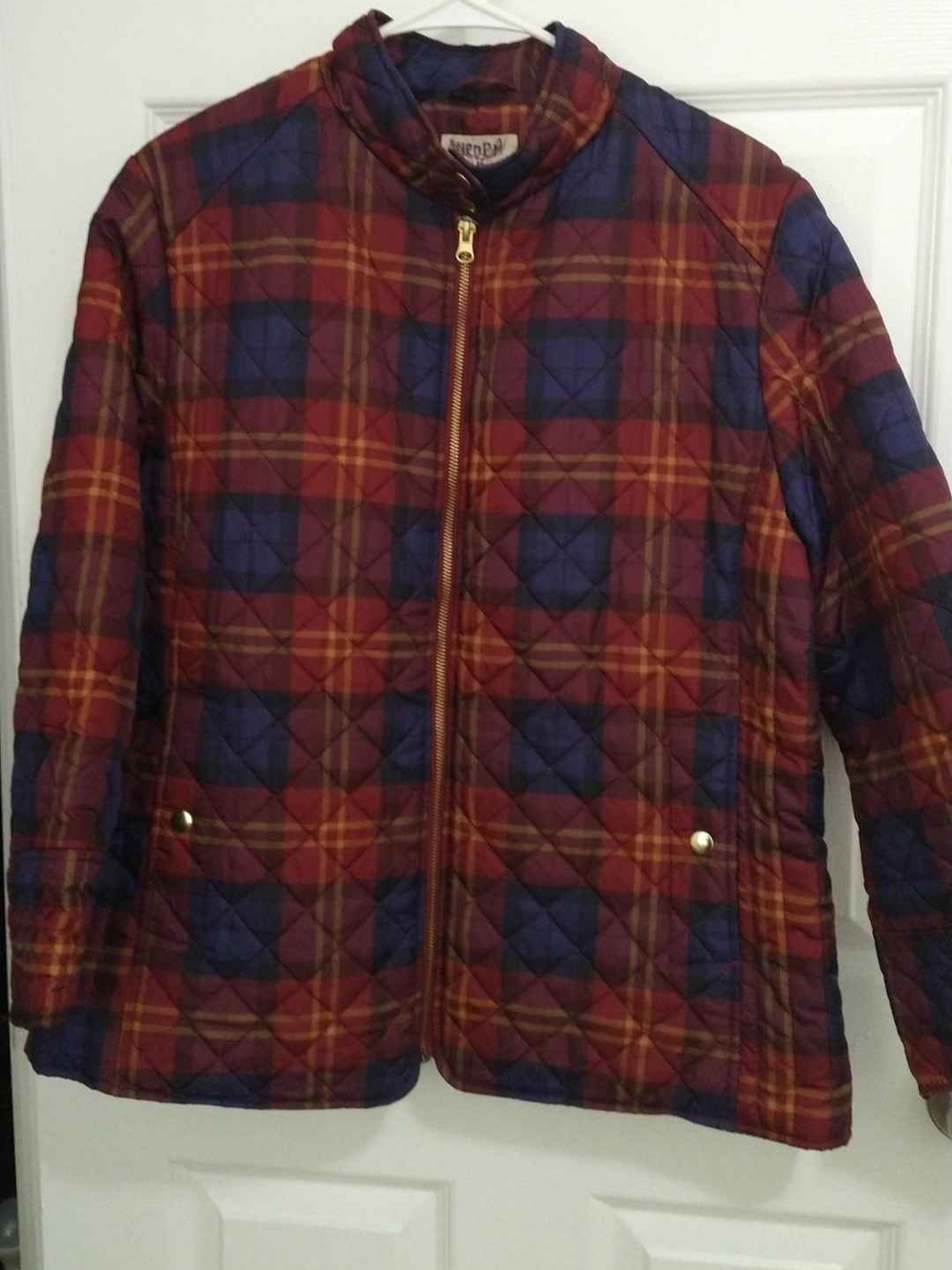 Faded Glory Quilted Plaid Jacket in Red and Blue